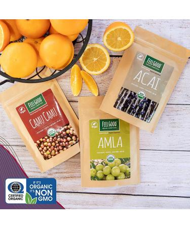 FeelGood Organic Superfoods Acai Powder - Vegan, Non-GMO, Gluten Free Antioxidant for Acai Berry Tea, Bowls & Smoothies 4 oz - Buy Online on GoSupps.com