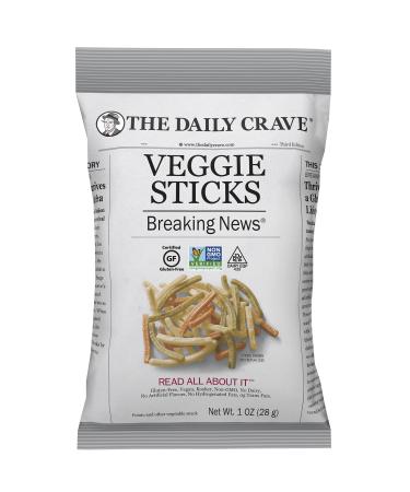 The Daily Crave Veggie Sticks, 1 Oz (Pack Of 24) Non GMO, Gluten Free, Kosher, Crunchy, Vegan Veggie Sticks 1 Ounce (Pack of 24)