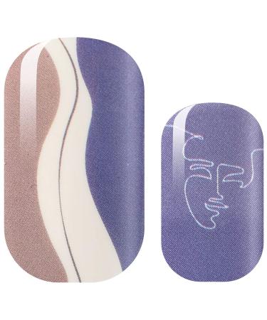 Avoa Beauty nail film - "face it" blue white beige face line art nail art design 16 thin self -adhesive long -lasting nail wraps