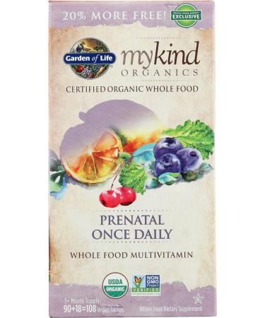 Garden of Life Organic Mykind Prenatal Once Daily 108 CT