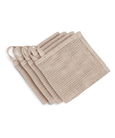 Bean Products Hemp Washcloth - Loose Weave Design for Effective Cleaning - Open Knit Exfoliating Wash Cloth - Fast Drying Hemp & Organic Cotton - 10 x 12 4 Pack