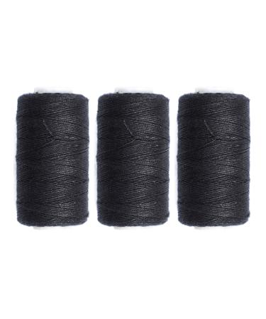 Ryalan UV Resistant High Strength Polyester Thread for Upholstery, Outdoor Market, Drapery, Beading, Purses, Leather, Hair Weave Bundles, Hair Extensions, Wig DIY Project 3 Rolls (3 Thread, Black) 3Thread Black