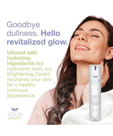 YOUN Beauty Brightening Cream | Kojic Acid Glycolic Acid & Licorice Extract | Hydroquinone-Free Skin Lightening for Face Neck & D collet - 50ml - Buy Online on GoSupps.com