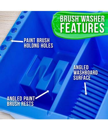 U.S. Art Supply 12 Hole Multi-Function Plastic Brush Washer with Palette Lid - Clean, Dry, Store, and Hold Paint Brushes for Acrylic, Watercolor, Oil Painting - Buy Online on GoSupps.com