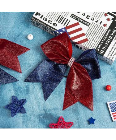 Whaline 4th of July Glitter Cheer Hair Bows - Patriotic Independence Day Hair Accessories for Teens Kids - 4Pcs - Buy Online on GoSupps.com