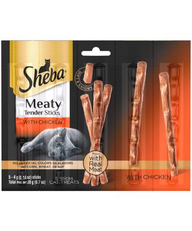 Sheba Treats Meaty Tender Sticks Soft Cat Treats Chicken Flavor, (5 Treats) 0.14 oz. Sticks (Pack of 10)