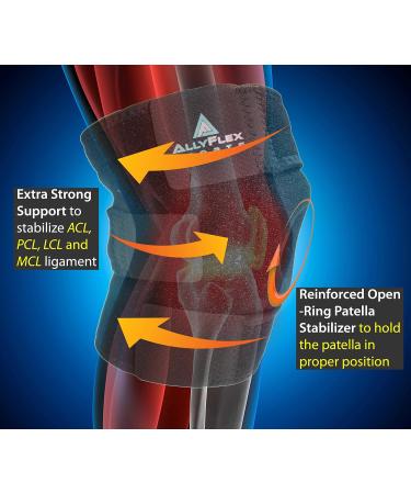 AllyFlex Sports Patella Stabilizer Knee Brace | Adjustable Knee Support for Pain Relief | Open Patella & Dual Stabilizers for Men & Women - Buy Online on GoSupps.com