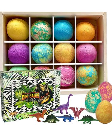 Bath Bombs for Kids - 12 Colorful Dinosaur Surprise Egg Fizzies | Safe Spa Gift for Boys & Girls - Buy Online on GoSupps.com
