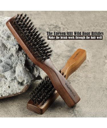 GAINWELL Men's Wild Boar Bristle Hair Brush - Stiff Bristles | Black Walnut Wooden Handle - Buy Online on GoSupps.com