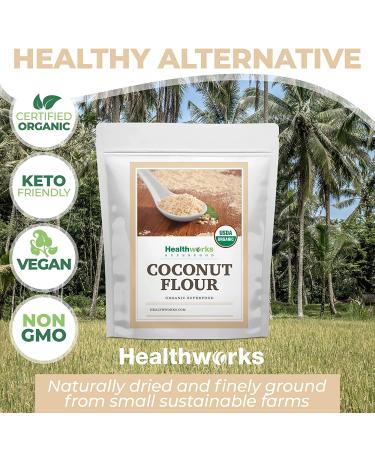 Healthworks Coconut Flour Unrefined Raw Organic - 64oz | Certified Keto, Vegan & Non-GMO Protein Based Whole Foods for Pancakes, Waffles, Bread & Baked Goods - Buy Online on GoSupps.com