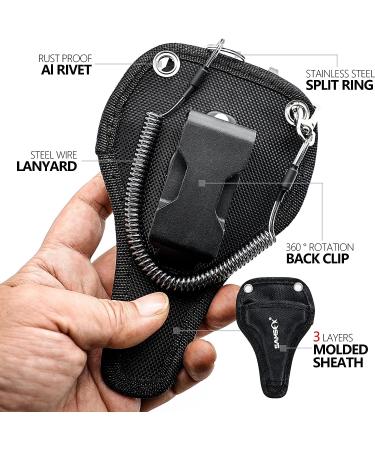 SAMSFX Fishing Braid Line Scissors with Titanium Coating, Dual-Serrated Blade, Kraton Handle, Sheath, Lanyard - Blue Kraton Handle - Buy Online on GoSupps.com