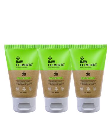 Raw Elements Natural Sunscreen SPF 30 Travel Size 1 oz 3PK