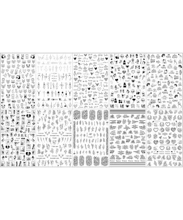 10 Sheets Geometry Nail Art Stickers Decals Self-Adhesive Black Heart Irregular Shaped Nail Supplies Nail Art Design Decoration Accessories - Buy Online on GoSupps.com