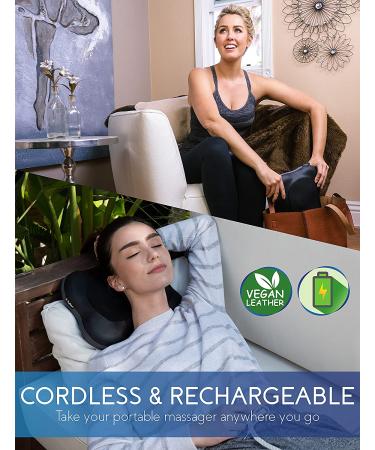 Zyllion Cordless Rechargeable Shiatsu Back and Neck Massager with Heat - Black | ZMA-13RB-BK - Buy Online on GoSupps.com