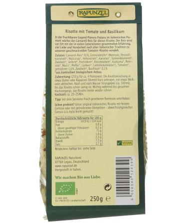 Buy Organic Rapunzel Risotto with Tomatoes and Basil - 250g | International Shipping Available - Buy Online on GoSupps.com