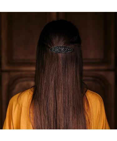 Shop Andante Luxurious Black Hair Clip with Crystals - Elegant Hair Accessory for Women | 2.5cm x 8cm | Perfect for All Hair Types - Buy Online on GoSupps.com