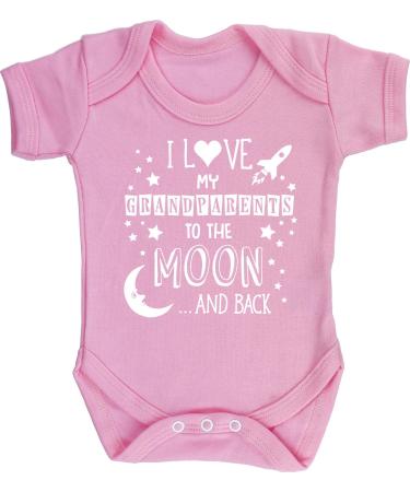 Hippowarehouse I Love My Grandparents to the Moon and Back (Pink) baby vest bodysuit (short sleeve) boys girls