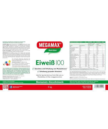 Megamax Protein Banana 5kg | High-Quality Whey & Milk Protein Shake for Muscle Building | Low-Carb Aspartame-Free Ideal for Baking & Diet - 2k Protein Per Serving - Buy Online on GoSupps.com