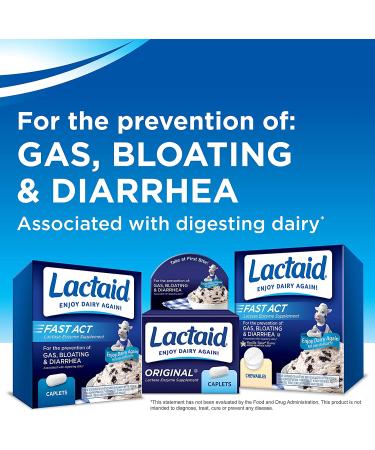 Lactaid Fast Act Lactose Intolerance Relief Caplets - 32 Travel Packs of 1-ct | Lactase Enzyme for Fast Relief - Buy Online on GoSupps.com