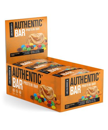 Authentic Bar Peanut Butter Candy Protein Bars - Tasty Meal Replacement Energy Bars w/ 16g Whey Protein Isolate, Natural Sugars from Pure Honey, Healthy Fat Peanut Butter Foundation - 12 Pack Peanut Butter Candy 12 Count (…