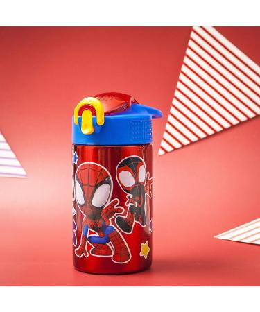 Zak Designs Marvel Spider-Man Stainless Steel Kids Water Bottle - Flip Straw, Locking Spout Cover - 15.5oz Non-BPA Cup for Sports/Travel - Spidey and His Amazing Friends - Buy Online on GoSupps.com