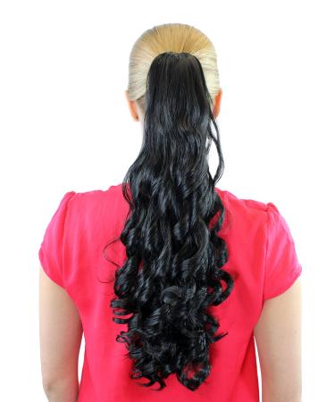 Hairpiece braid black approx. 45 cm spiral curls butterfly clip on ponytail 250-2