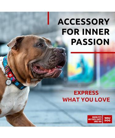Waudog Nylon Collar for Dogs - Adjustable Durable and Stylish | Ideal for Large Medium and Small Breeds - Summer Collection - 31-49 cm Length 25 mm Width - Buy Online on GoSupps.com