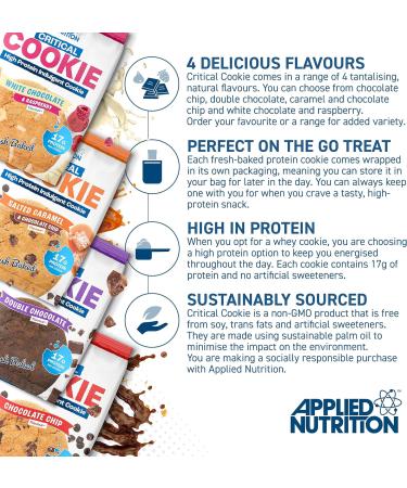 Applied Nutrition Protein Cookies - White Chocolate & Raspberry High Protein Snack (12 Pack x 73g) - Buy Online on GoSupps.com