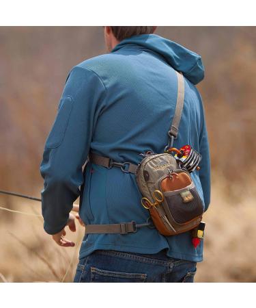 Fishpond San Juan Vertical Fly Fishing Chest Pack Bag - Padded Neck Strap, Saddle Brown - Buy Online on GoSupps.com