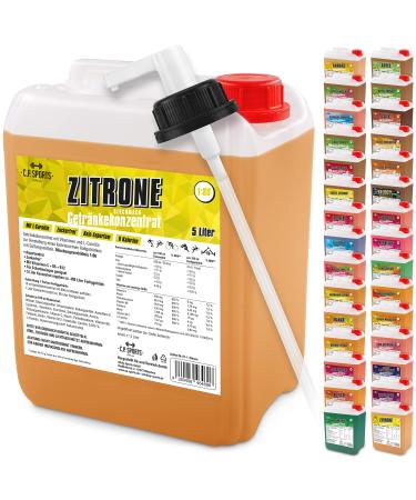 C.P.Sports 5 liters of drinks SIRUP beverage concentrate for approx. 400 liter finished drink vitamins spring water sports drink concentrate different varieties including dosing dispenser with L-carnitine (lemon)