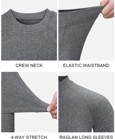 Runhit Boys Thermal Underwear Set - Youth Kids Long Johns Base Layer in Grey, X-Large - Buy Online on GoSupps.com