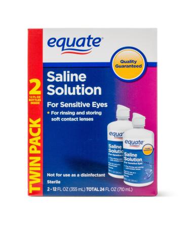 Equate Saline Solution, Contact Lens Solution for Sensitive Eyes Twin Pack 2 x 12 fl oz (2x12 Fl Oz)