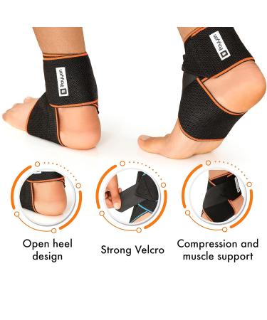 Rayyan Adjustable Ankle Strap Brace - Compression Wrap for Sports Injury Recovery | Sprained Ankle & Tendon Support for Men & Women - Orange (2 Pack - Buy Online on GoSupps.com
