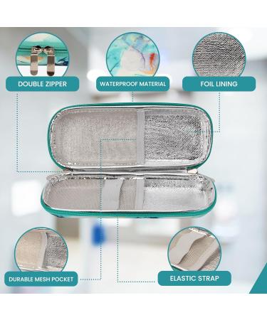 Belle Vous Insulin Cooling Bag Travel Set | Diabetes Pocket for Insulin & Meds | Reusable Cooling Packs | Portable Light Blue Medication Box - Buy Online on GoSupps.com