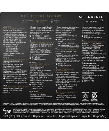 L'OR Caf Espresso Splendente Intensity 7 - Aluminum Coffee Capsules Compatible with Nespresso * - 10 Packs of 20 Capsules (200 Drinks) - Buy Online on GoSupps.com