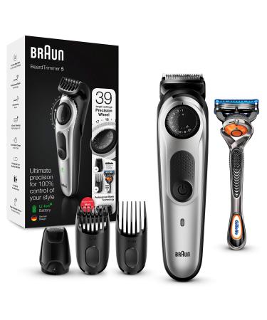 Braun BT5265 Bartschneider 5 for face and hair black/silver with precision dial and Gillette Fusion5 Proglide razor black/silver