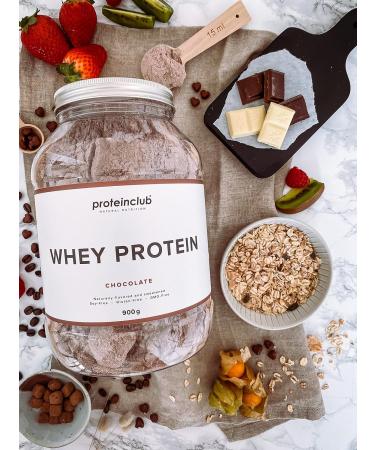 proteinclub Natural Whey Protein No Additives Natural Protein Powder No Artificial Flavors or Sweeteners Stevia Sweetened Soy-Free Made in Germany Chocolate 900 g - Buy Online on GoSupps.com
