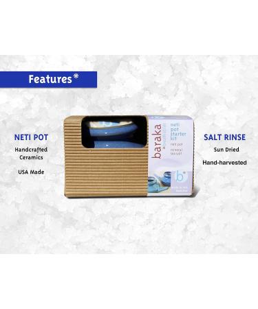 Handcrafted Ceramic Neti Pot Starter Kit w/ 2 oz Mineral Sea Salt Durable Stoneware for Nasal Rinse Relaxing Home Wellness Tool Ideal Gift for Women Helps with Snoring & Sinus Care (Blue) Boxed Blue - Buy Online on GoSupps.com