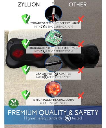 Zyllion Cordless Rechargeable Shiatsu Back and Neck Massager with Heat - Black | ZMA-13RB-BK - Buy Online on GoSupps.com