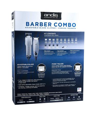 Andis Barber Combo: High-Speed Adjustable Clipper Blade & T-Outliner Trimmer for Shaving and Fading + BeauWis Blade Brush - Buy Online on GoSupps.com