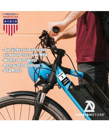 Electric Bicycle Frame Class 1 500W 20MPH Stickers Set - Weatherproof Vinyl Decals for E-Bike Identification - Removable Class Number Sign Mark - Buy Online on GoSupps.com