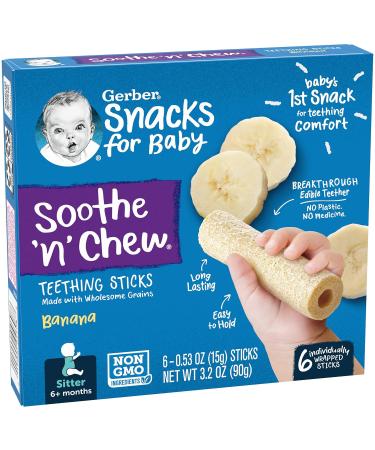 Gerber Soothe n Chew Teething Sticks Banana 6 CT - Natural Relief for Teething Babies - Buy Online on GoSupps.com
