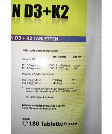 Buy Vitamin D3 5000 I.E. + Vitamin K2 MK7 200mcg - 360 Vegan Tablets | International Shipping Available - Buy Online on GoSupps.com