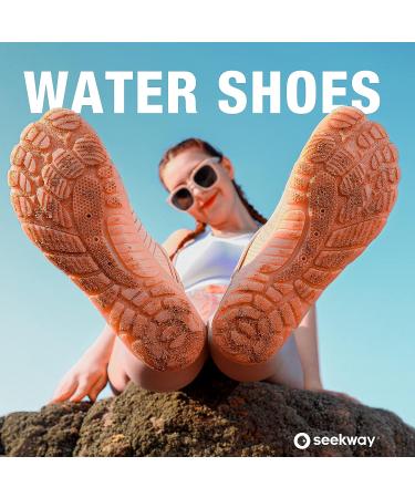 SEEKWAY Water Shoes - Quick-Dry Aqua Sock for Beach, Swim, Hiking - White, Size 8.5 Women/7.5 Men - Buy Online on GoSupps.com