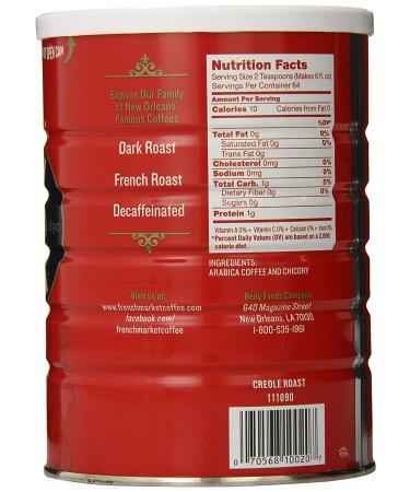 French Market Coffee & Chicory Medium-Dark Roast Ground Coffee 12oz - Metal Can Medium-Dark Roast - Pack of 1 - Buy Online on GoSupps.com