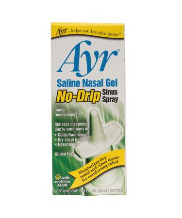 Ayr Saline Nasal Gel No-drip Sinus Spray With Soothing Aloe Vera, 0.75 Fl Oz Spray Bottle, (Pack of 1) 0.75 Fl Oz (Pack of 1)