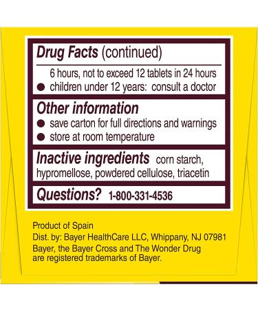 Genuine Bayer Aspirin 325mg Coated Tablets - #1 Doctor Recommended Pain Reliever & Fever Reducer - 24 Count - Buy Online on GoSupps.com