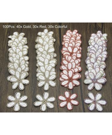 100pcs Mixed Color Lace Flower Appliques Embroidery Floral Motif Patches for Clothes, Dress, Sewing Craft - DIY Daisy Flower Embellishments (Mix) - Buy Online on GoSupps.com