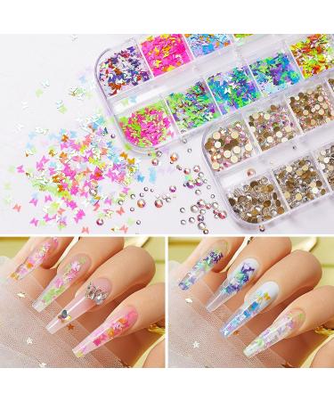 Mermaid Couture Poly Nail Gel Kit with UV LED Lamp - 30g Builder Gel, Glitter Powder, Butterfly Sticker, Rhinestone Supply - DIY Nail Acrylic Manicure Set - Buy Online on GoSupps.com