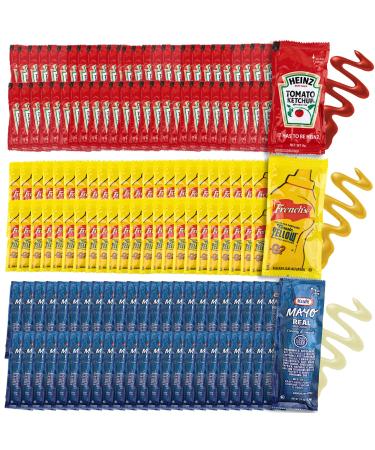 Grab-n-Go Condiment Packs - 50 Single Serve Pouches of Each: Ketchup, Mustard, and Mayo - Great for Picnics, Boxed Lunch, BBQ, Travel, Picnic and Parties (150 Condiment Packets Total) Ketchup/Mustard/Mayo 150 Piece Set
